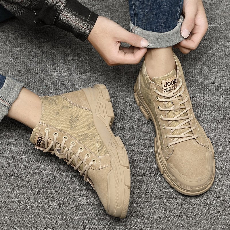 2021 autumn new mid-top high-top leather shoes men's shoes trendy shoes short boots leather boots military boots tooling Martin men's boots