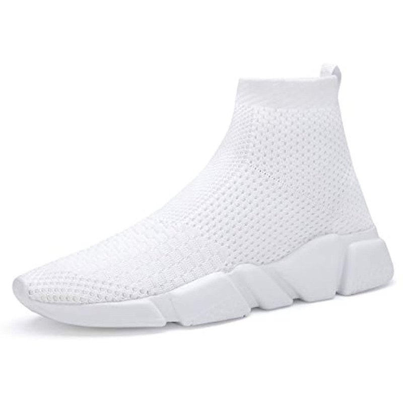 Santiro Men's Running Shoes Breathable Knit Slip On Sneakers Lightweight Athletic Shoes Casual Sports Shoes High Top White Santiro Men's Running Shoes Breathable Knit Slip On Sneakers Lightweight Athletic Shoes Casual Sports Shoes High Top White
