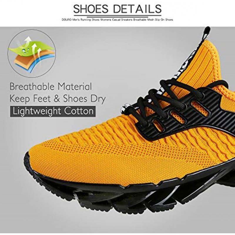 DUORO Mens Athletic Running Shoes Mesh Lightweight Sneakers Breathable Stylish Athletic Gym Shoes Casual Tennis Sport Shoes for Workout Walking 1387-yellow