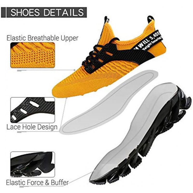 DUORO Mens Athletic Running Shoes Mesh Lightweight Sneakers Breathable Stylish Athletic Gym Shoes Casual Tennis Sport Shoes for Workout Walking 1387-yellow