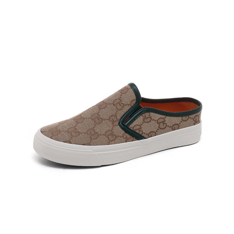 No heel half support casual shoes women 2021 summer new canvas shoes women's breathable student board shoes women