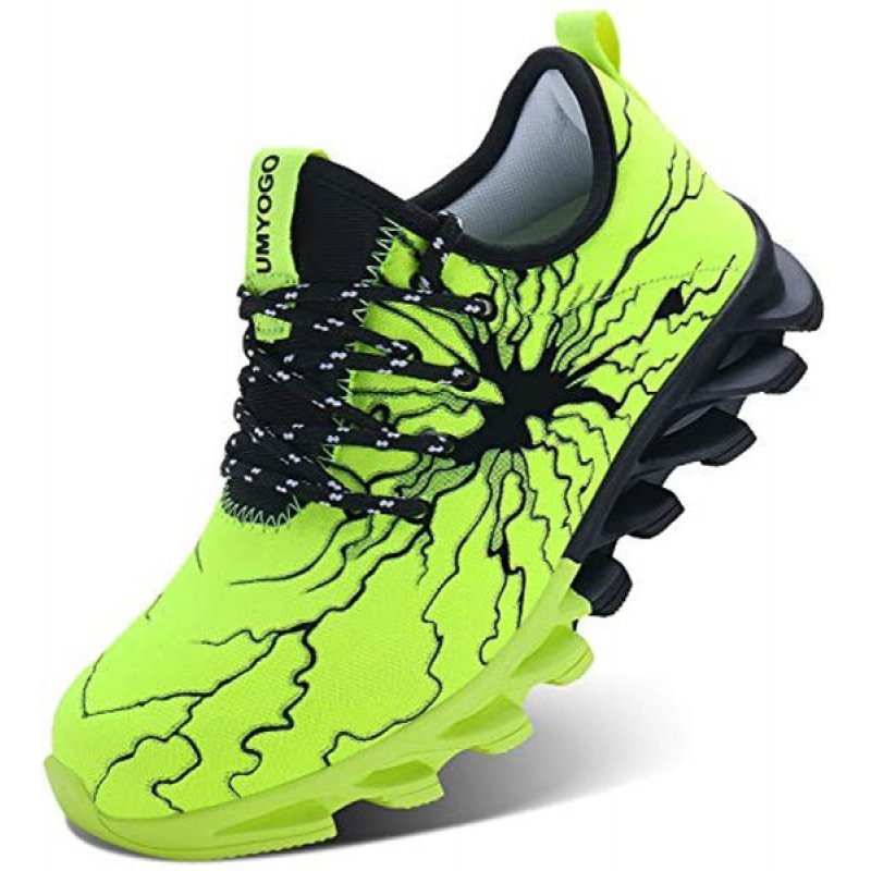 UMYOGO Fashion Graffiti Sneakers Tennis Running Shoes for Men Green