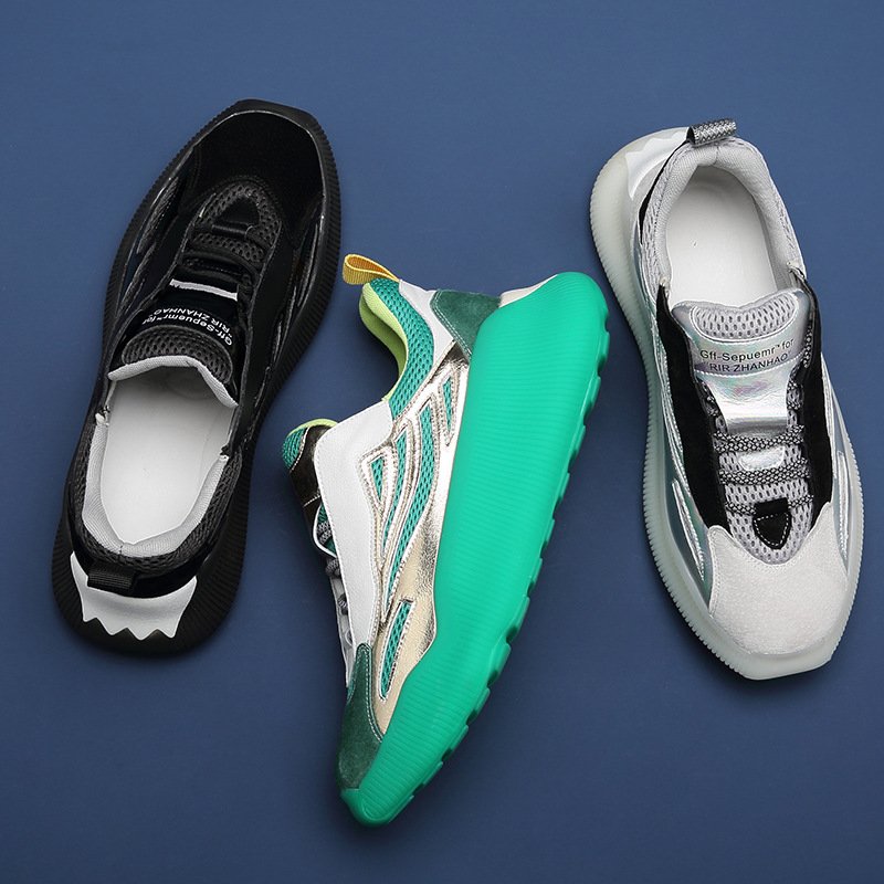 2021 spring new men's shoes sports leisure thick-soled trendy shoes men's color matching increased coconut shoes low top
