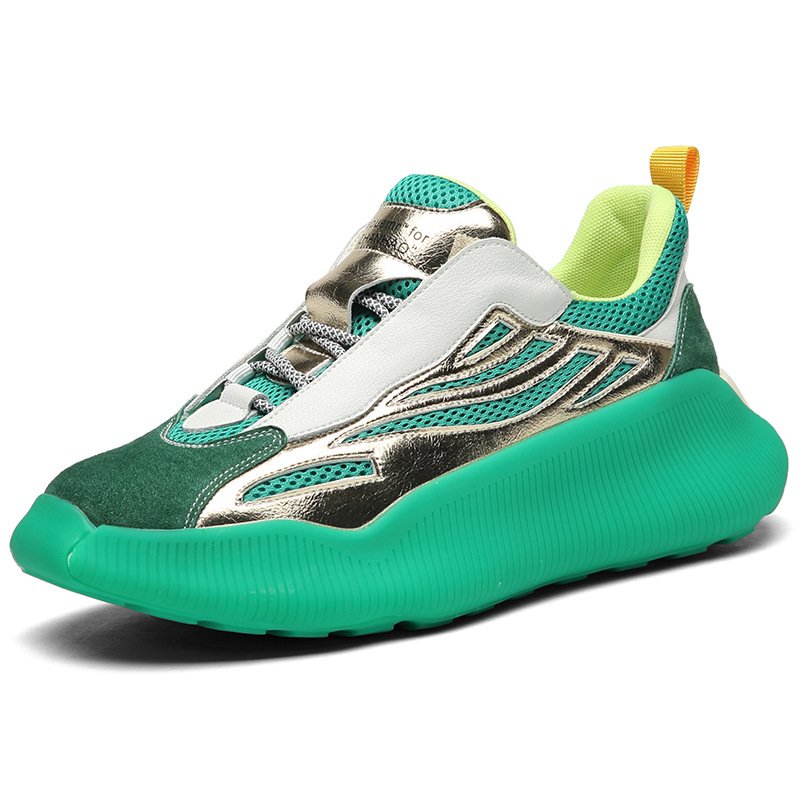 2021 spring new men's shoes sports leisure thick-soled trendy shoes men's color matching increased coconut shoes low top